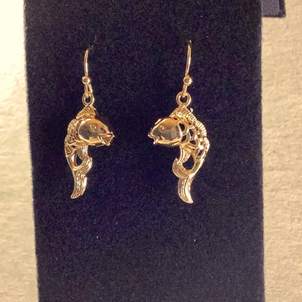 24 K Goldfish Drop Earrings